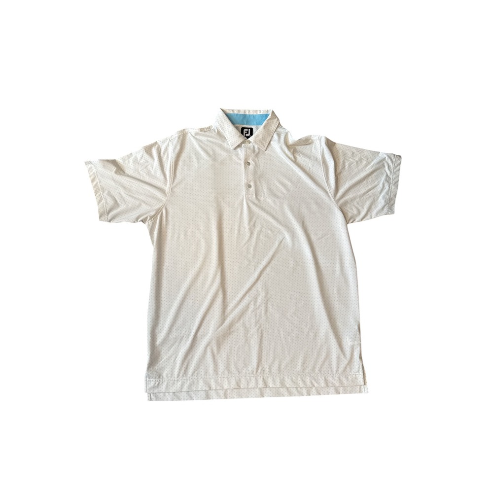 FootJoy Polo Shirt Mens XL White‎ Blue Micro Dot Performance Golf